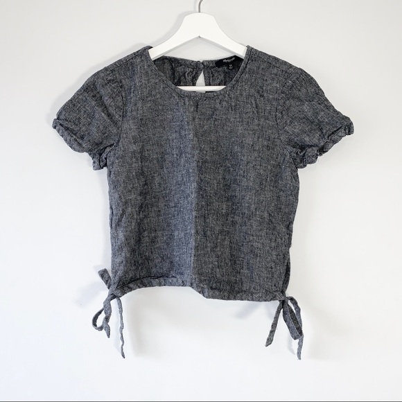 Madewell Tops - Madewell linen chambray tie side crop top